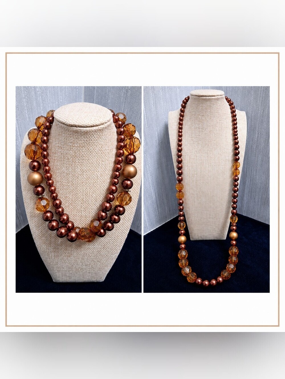 Autumn Baubles Beaded Necklace Long Length Vintage